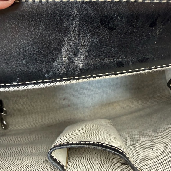 VTG Dooney & Bourke Canvas Double Pocket Satchel Gray DB Monogram Crossbody - Picture 11 of 16